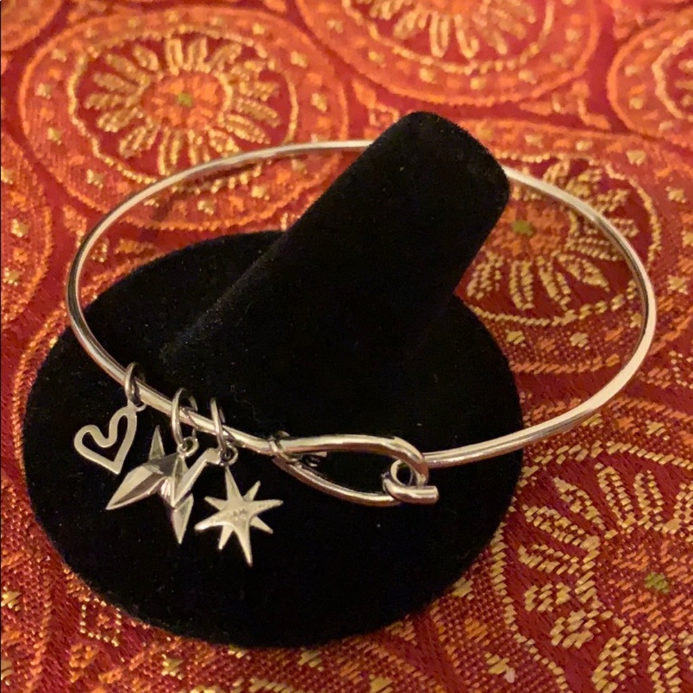 Origami owl 925 silver bangle  with 3 charms